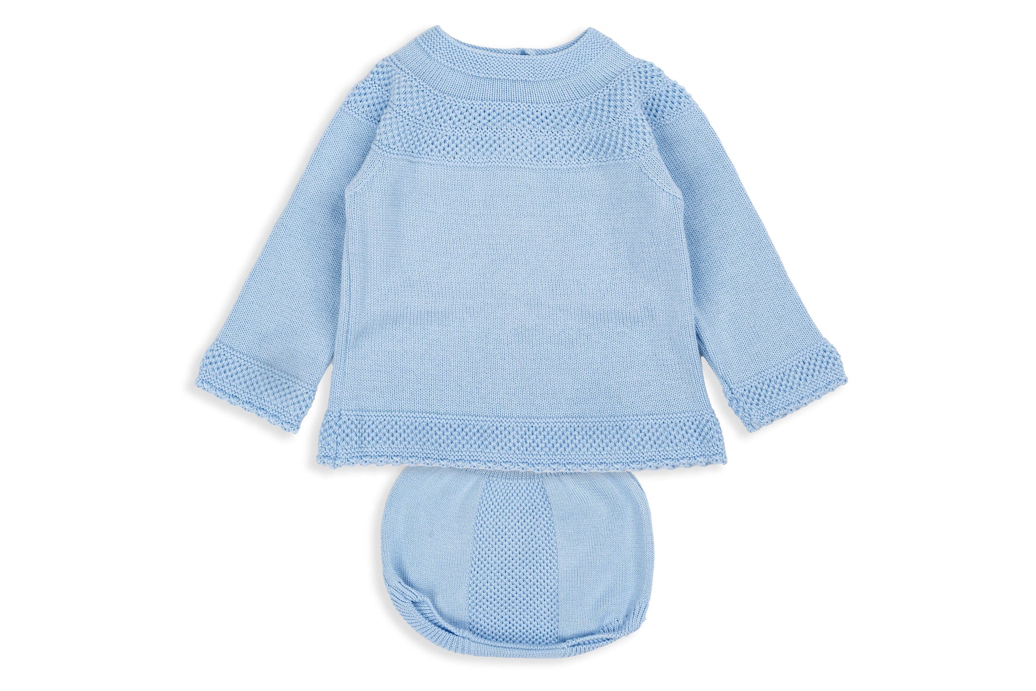 Powder Blue Two piece Knit Unisex Baby Set