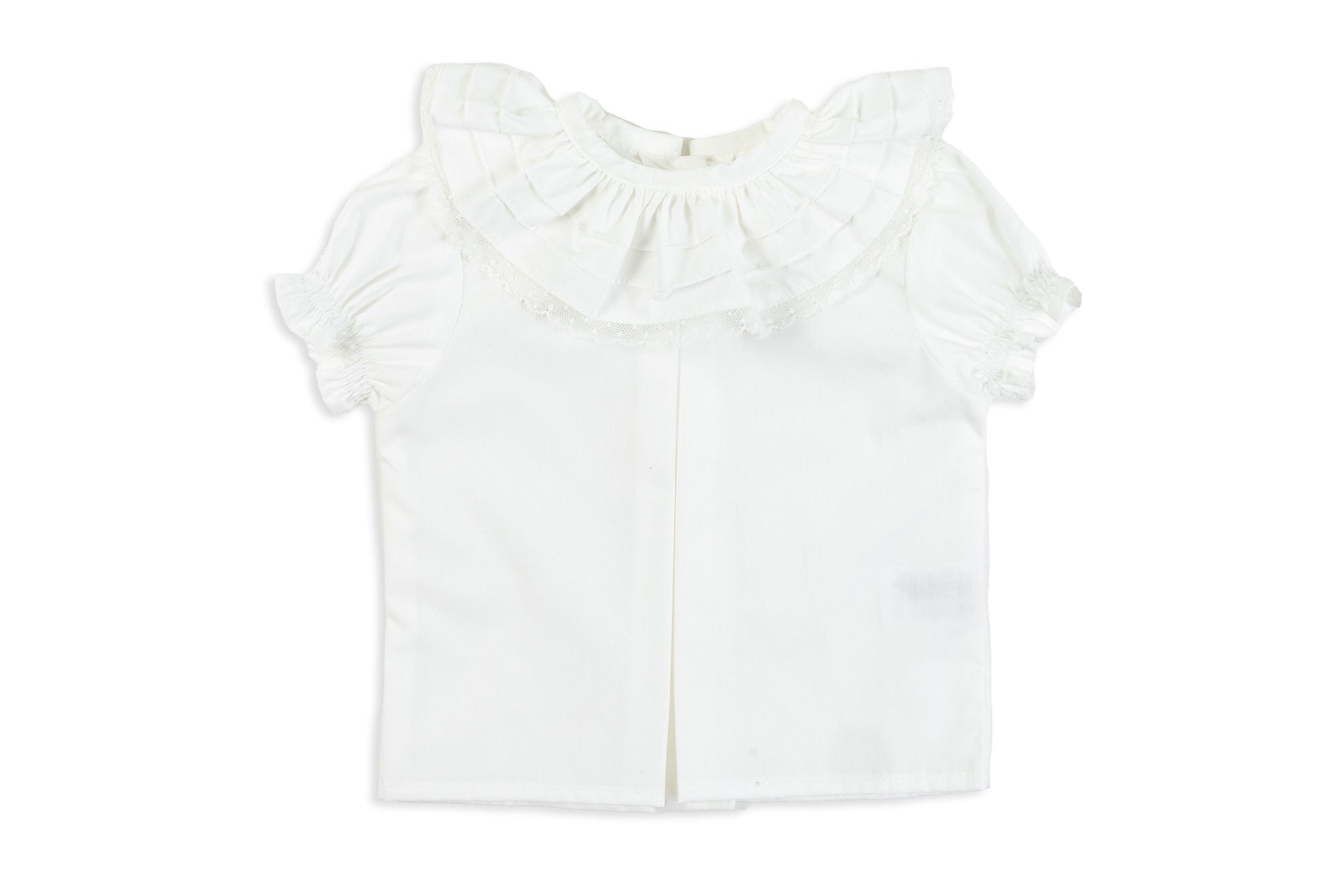 White Frilly Collar Shirt with Lace Trim Bea Colette