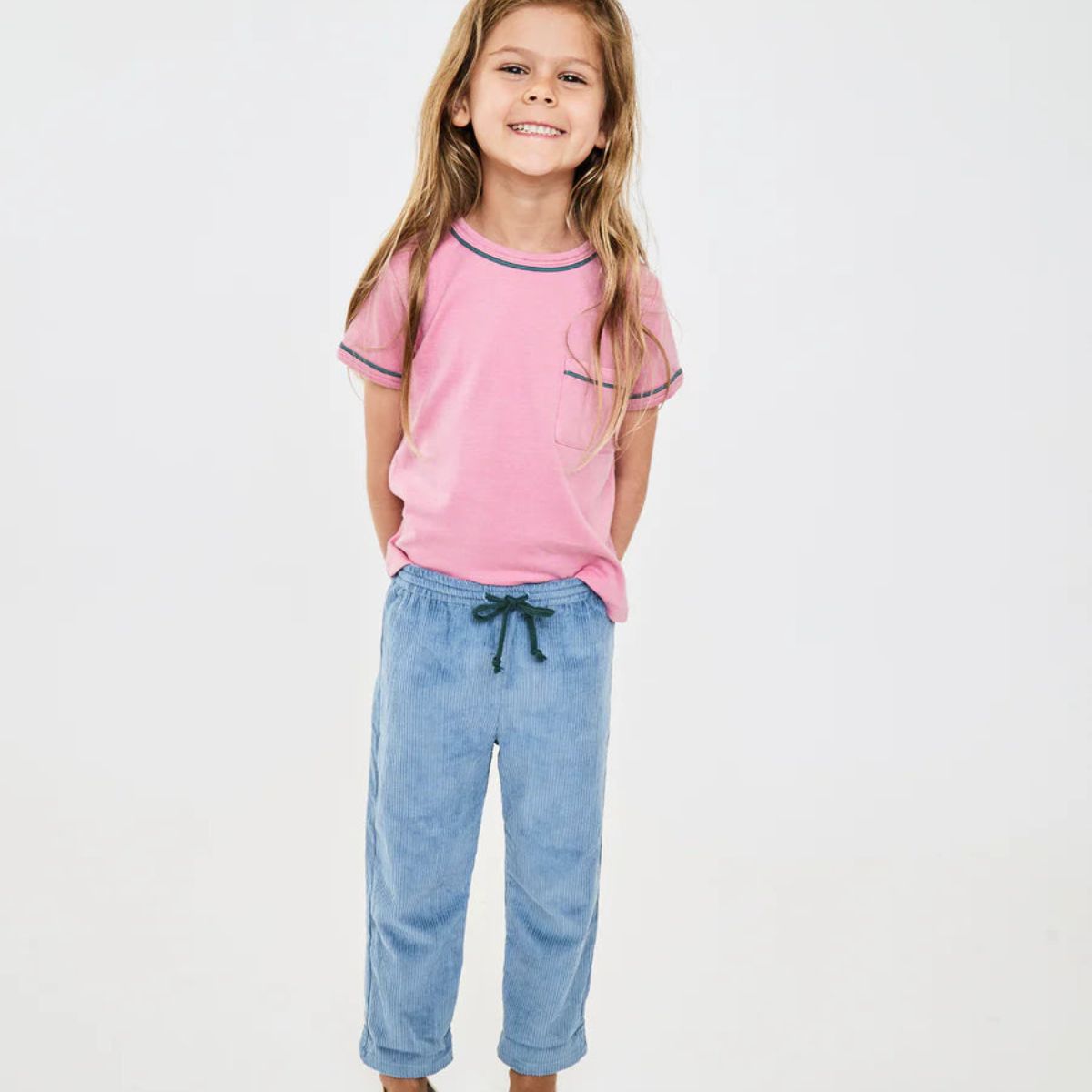 These rain corduroy bowie pants in blue are the perfect addition to your little one's wardrobe this Fall!